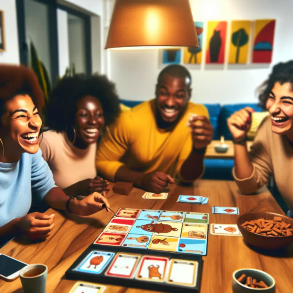 Szczęśliwi przyjaciele grający w planszówkę